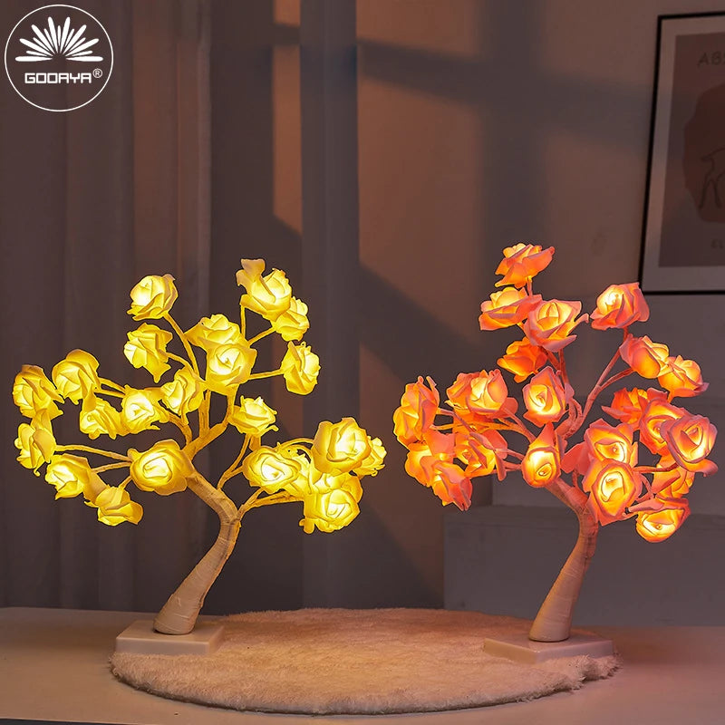 Big LED Rose Tree Lights USB Plug Table Lamp Fairy