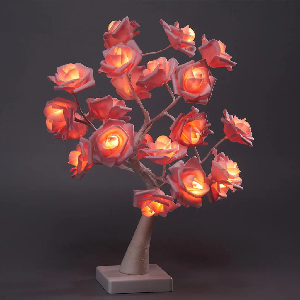 Big LED Rose Tree Lights USB Plug Table Lamp Fairy