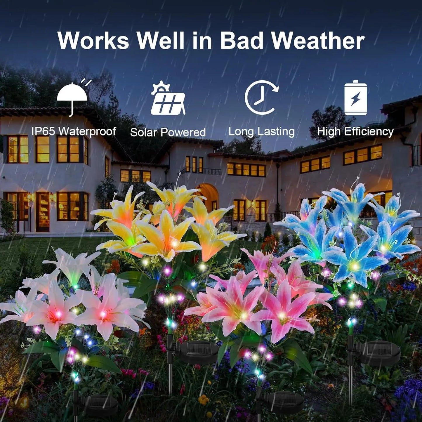 Lily Flower Solar Outdoor Light Ip65 Waterproof Solar