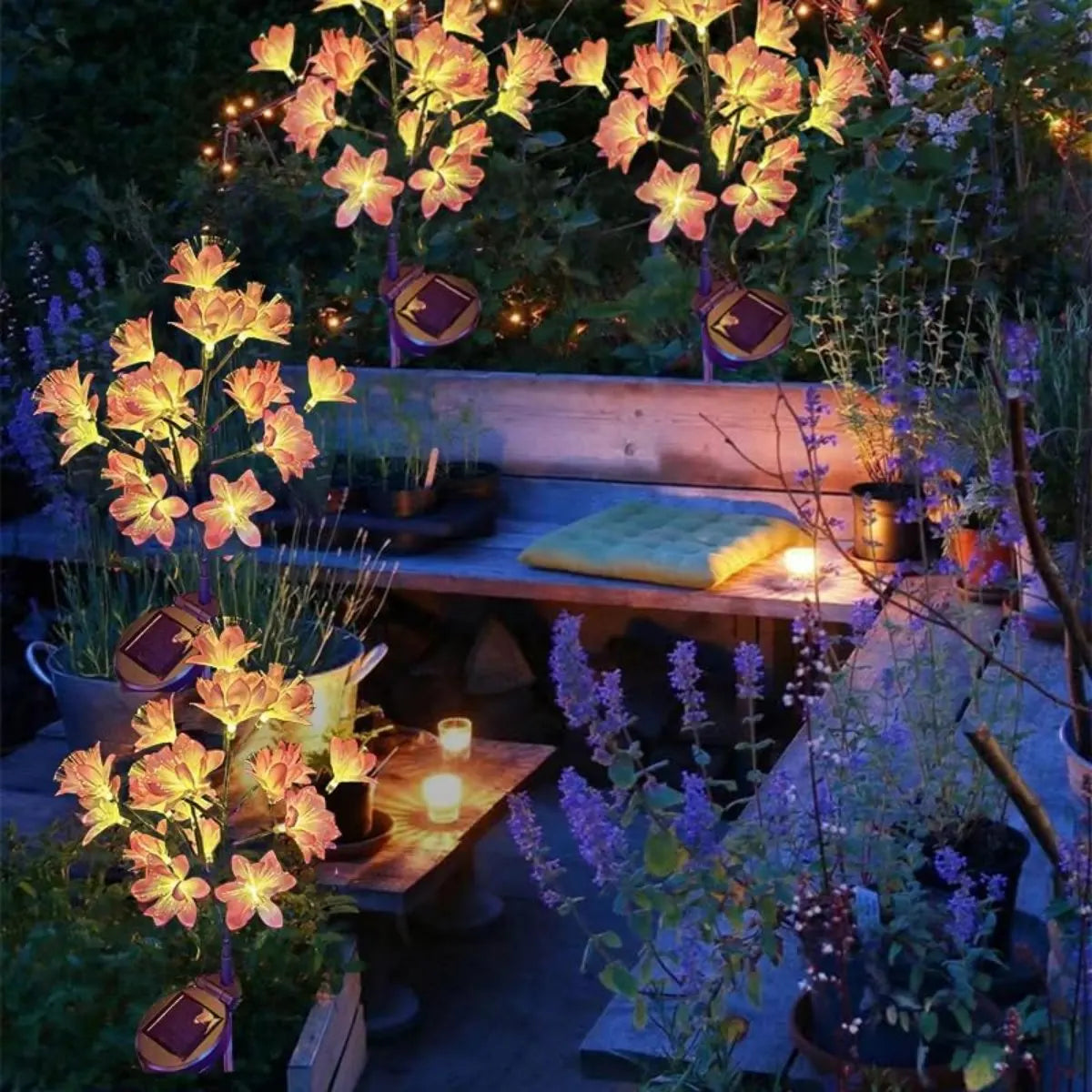 1/2 PCS 15 LED Camellia Flower Outdoor Solar Lights