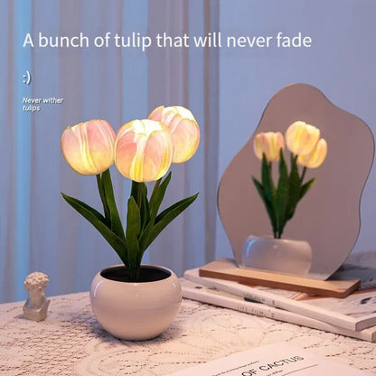 LED Tulip Night Light Can Be Plugged In Or On The Battery