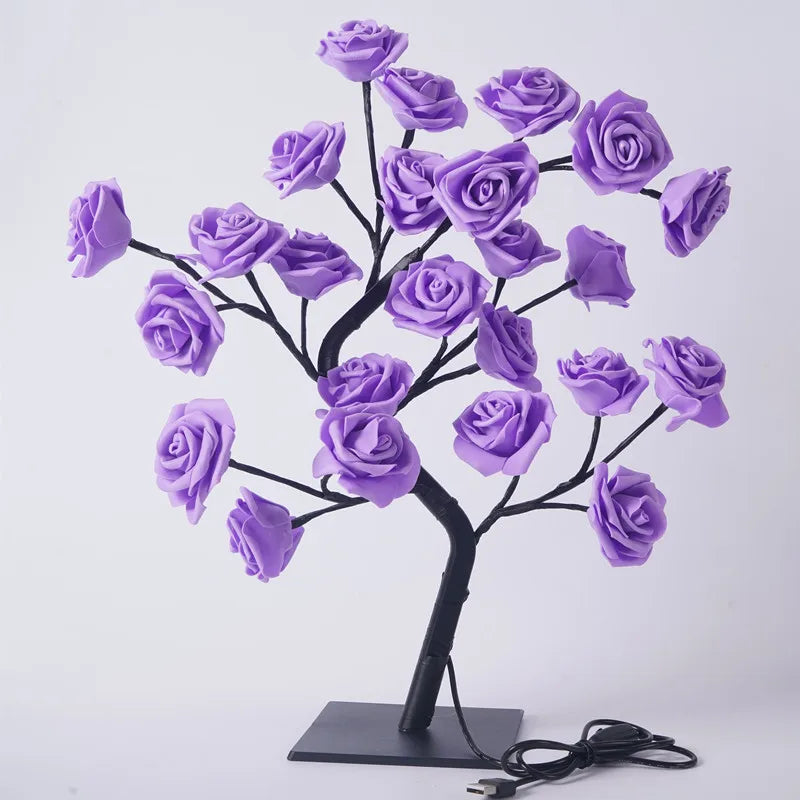 Big LED Rose Tree Lights USB Plug Table Lamp Fairy