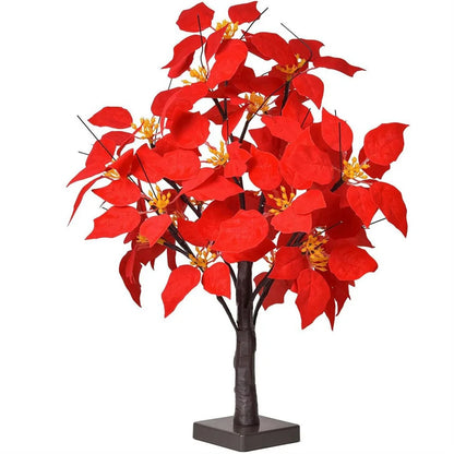 60CM Lighted Artificial Poinsettia Flower Tree Battry Operated