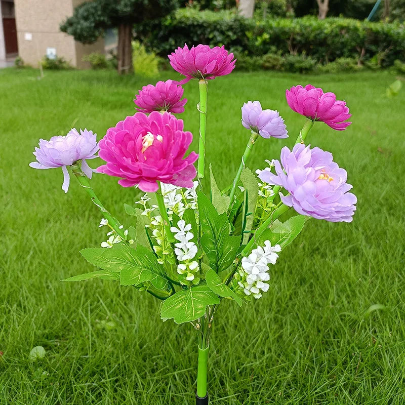 Solar LED lights, snow lotus flower lawn lamp, outdoor