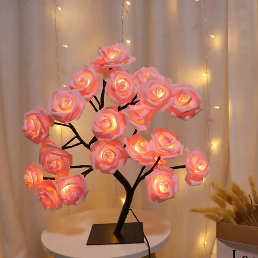 24 LED Rose Tree Lights USB Plug Table Lamp Fairy