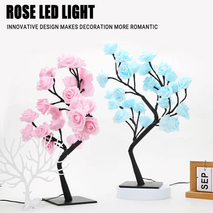 24 LED Rose Tree Lights USB Plug Table Lamp Fairy
