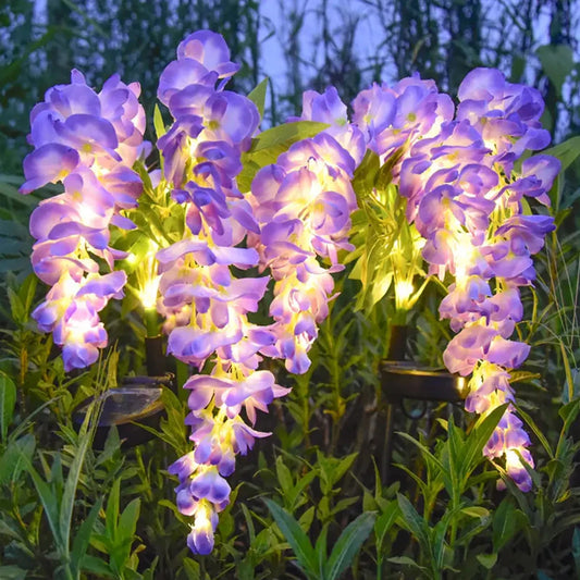 Solar powered wisteria flower lamp, outdoor plug-in grounding
