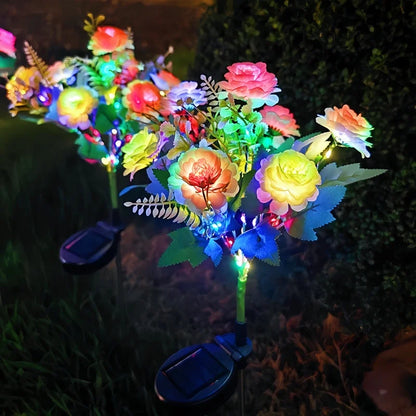 Solar LED Lights Hibiscus Flower Lawn Lamp IP65 Outdoor