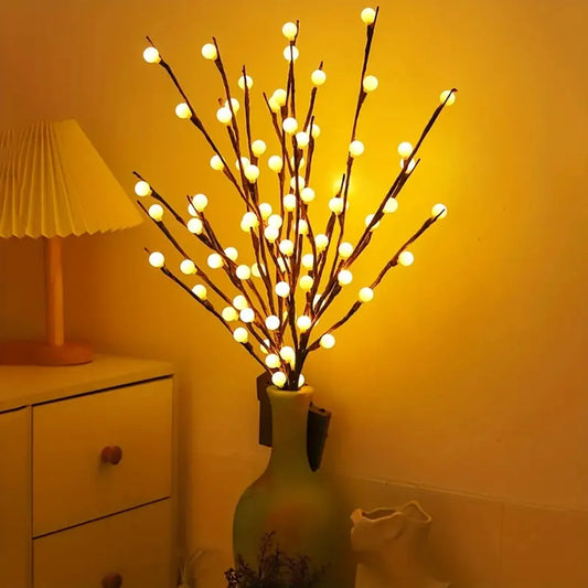 1pc White Birch Tree Branch Lights Twig Lights With Ball