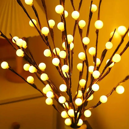 1pc White Birch Tree Branch Lights Twig Lights With Ball
