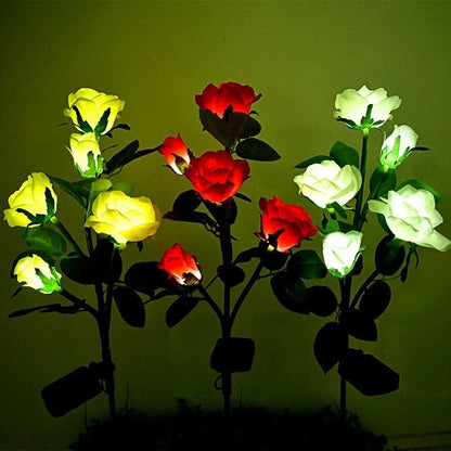 5 Heads Rose Lawn Lamp Solar Lights Outdoor Decorative