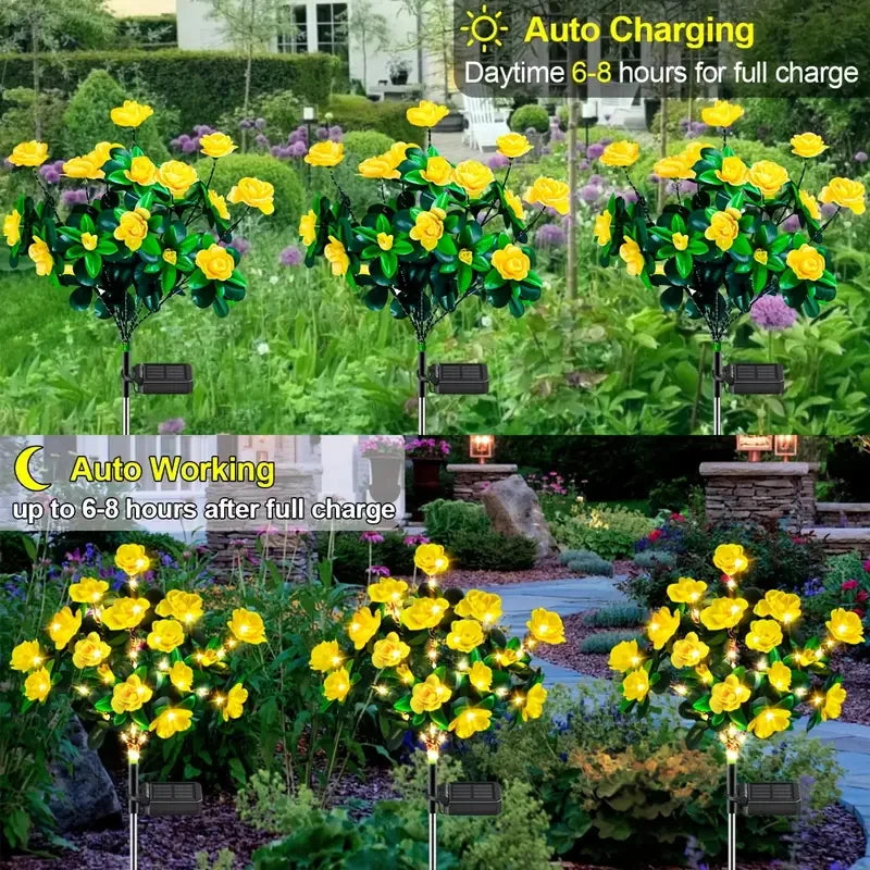 LED Solar Azalea Flowers Garden Lamp Home Decorative