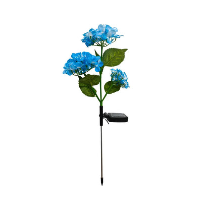 3Head Hydrangea Rose Flower Solar Led Light Outdoor