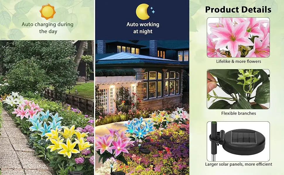 Lily Flower Solar Outdoor Light Ip65 Waterproof Solar