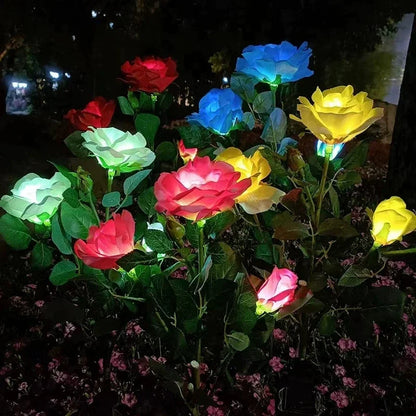 5 Heads Rose Lawn Lamp Solar Lights Outdoor Decorative