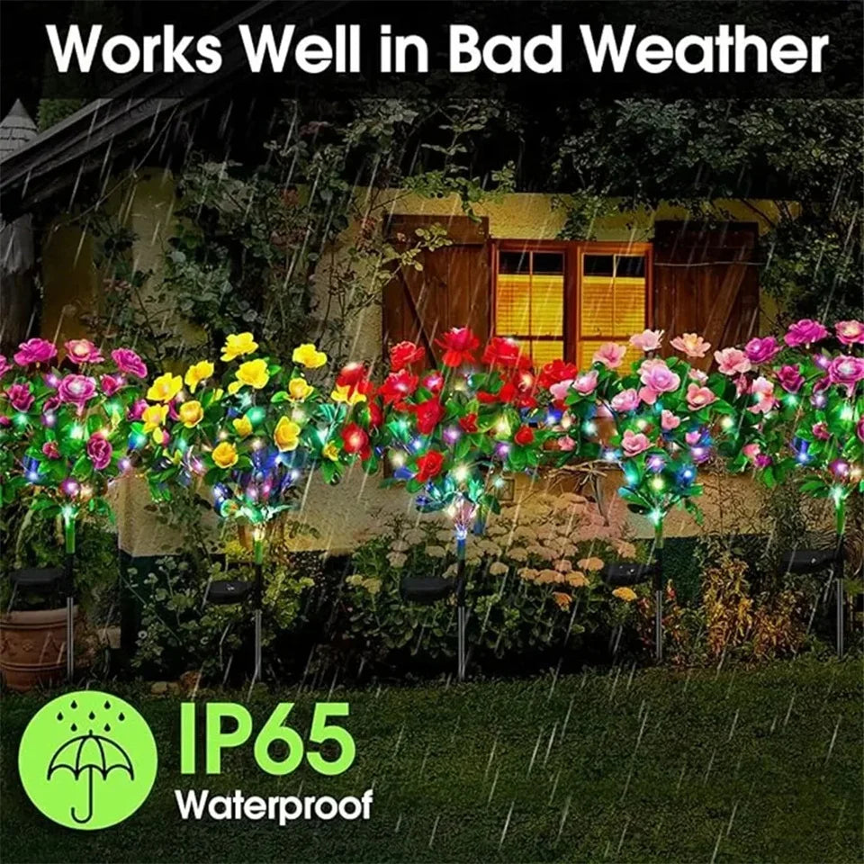 Waterproof LED Azalea Flower Solar Lights Outdoor