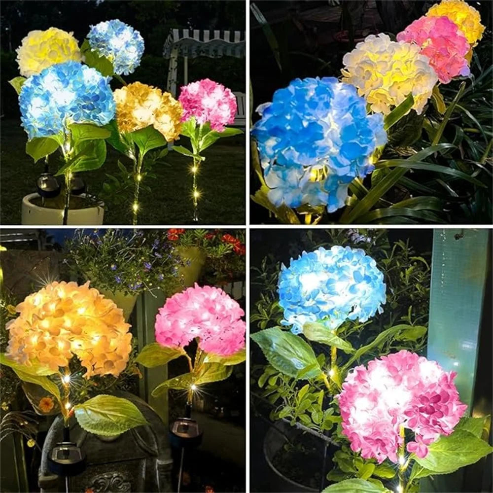 Solar Garden Lights Outdoor Decorative Hydrangeas LED