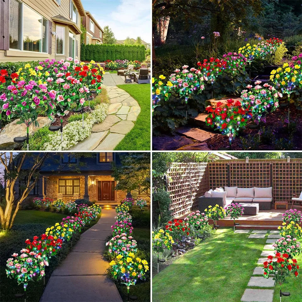 LED Solar Azalea Flowers Garden Lamp Home Decorative