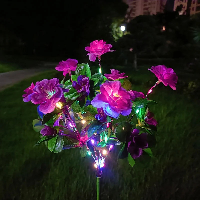 LED Solar Azalea Flowers Garden Lamp Home Decorative