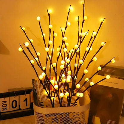 1pc White Birch Tree Branch Lights Twig Lights With Ball