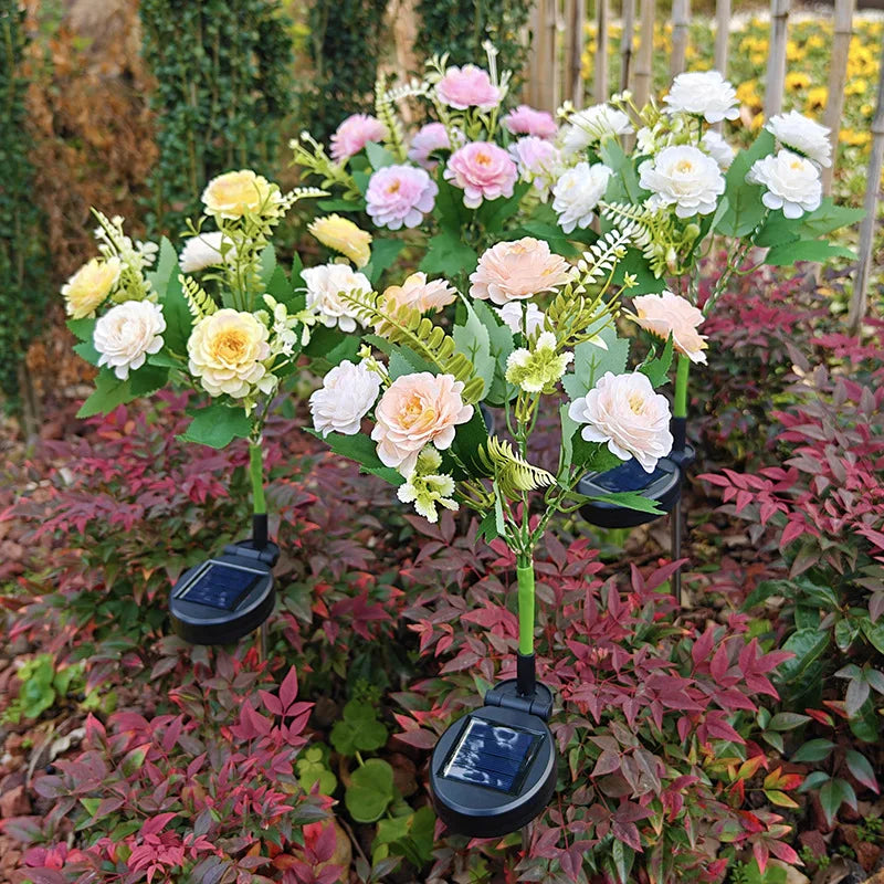 Solar LED Lights Hibiscus Flower Lawn Lamp IP65 Outdoor