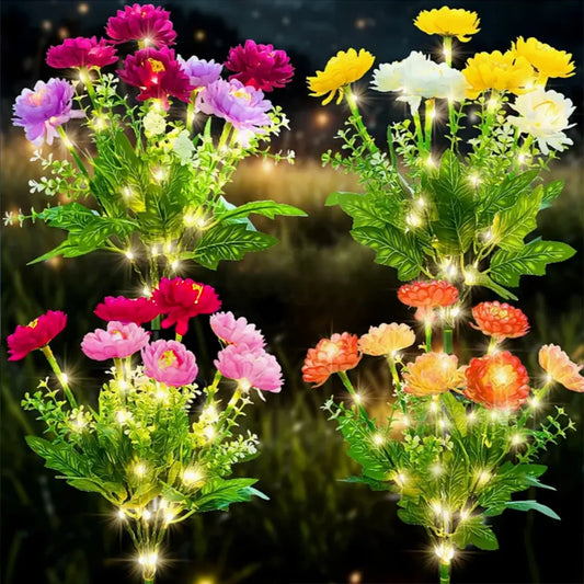 Solar LED lights, snow lotus flower lawn lamp, outdoor