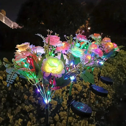 Solar LED Lights Hibiscus Flower Lawn Lamp IP65 Outdoor