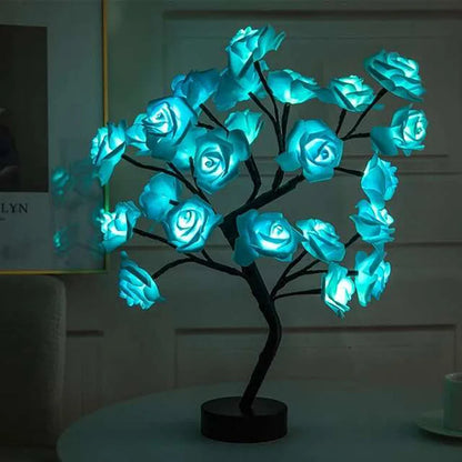 24 LED Rose Tree Lights USB Plug Table Lamp Fairy