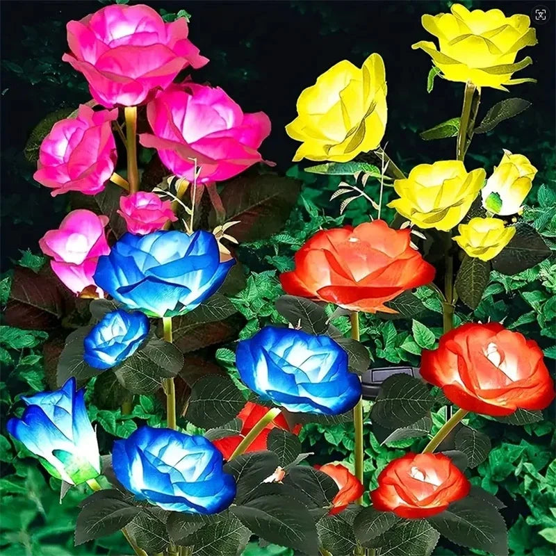 5 Heads Rose Lawn Lamp Solar Lights Outdoor Decorative