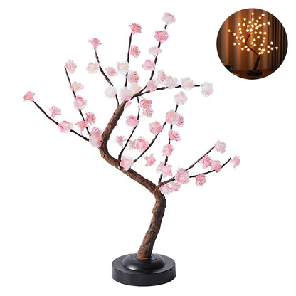 LED Tree Light, Pink Flower Table Lamps, Battery/USB Powered
