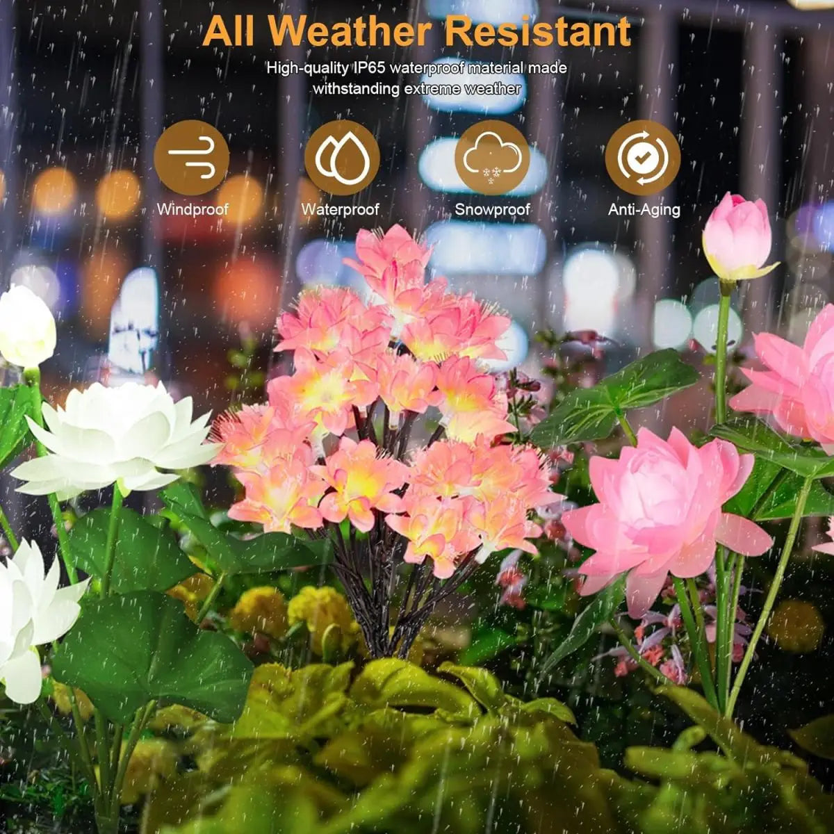 1/2 PCS 15 LED Camellia Flower Outdoor Solar Lights