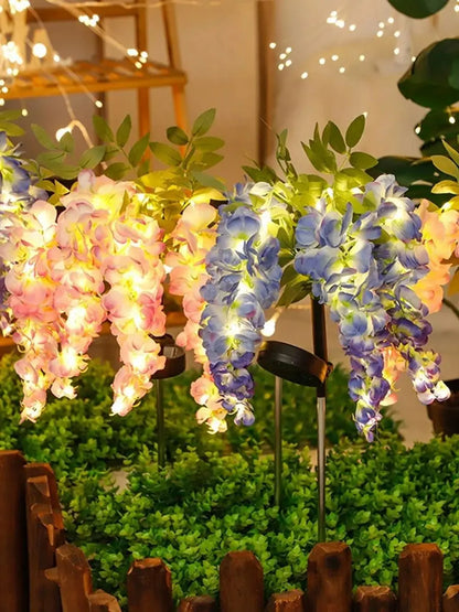 Solar powered wisteria flower lamp, outdoor plug-in grounding