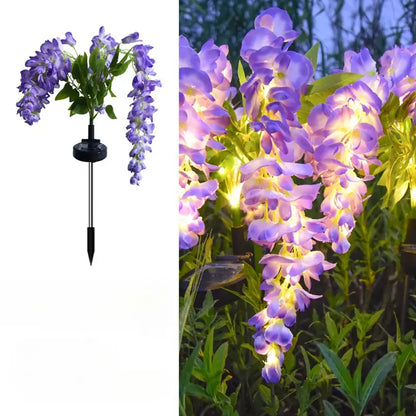 Solar powered wisteria flower lamp, outdoor plug-in grounding