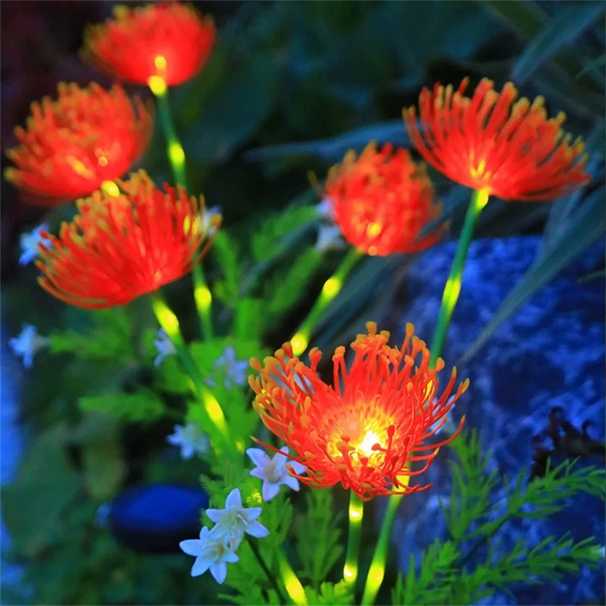 2PC solar powered shore flower ground plug-in lamp,
