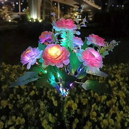 Solar LED Lights Hibiscus Flower Lawn Lamp IP65 Outdoor