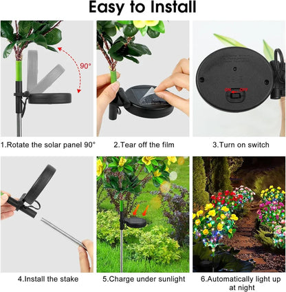 LED Solar Azalea Flowers Garden Lamp Home Decorative