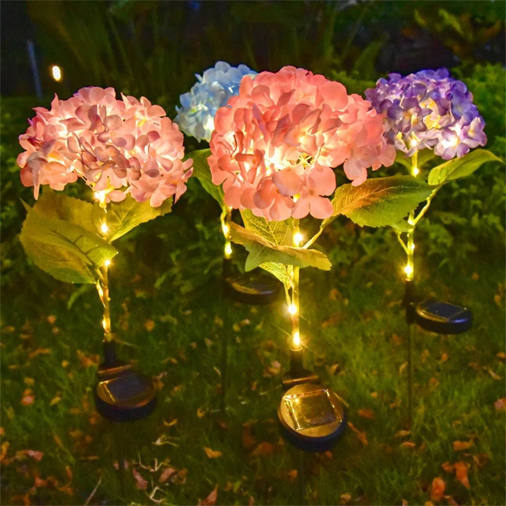 Solar Garden Lights Outdoor Decorative Hydrangeas LED