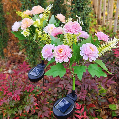 Solar LED Lights Hibiscus Flower Lawn Lamp IP65 Outdoor