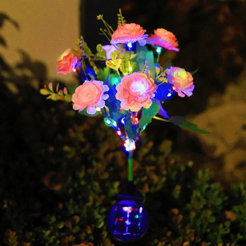 Solar LED Lights Hibiscus Flower Lawn Lamp IP65 Outdoor