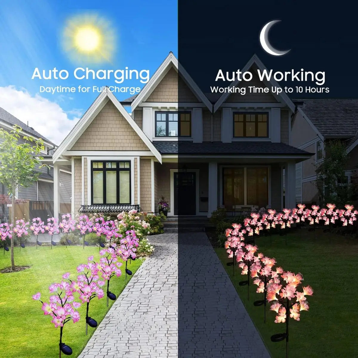 1/2 PCS 15 LED Camellia Flower Outdoor Solar Lights