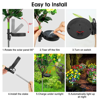Waterproof LED Azalea Flower Solar Lights Outdoor