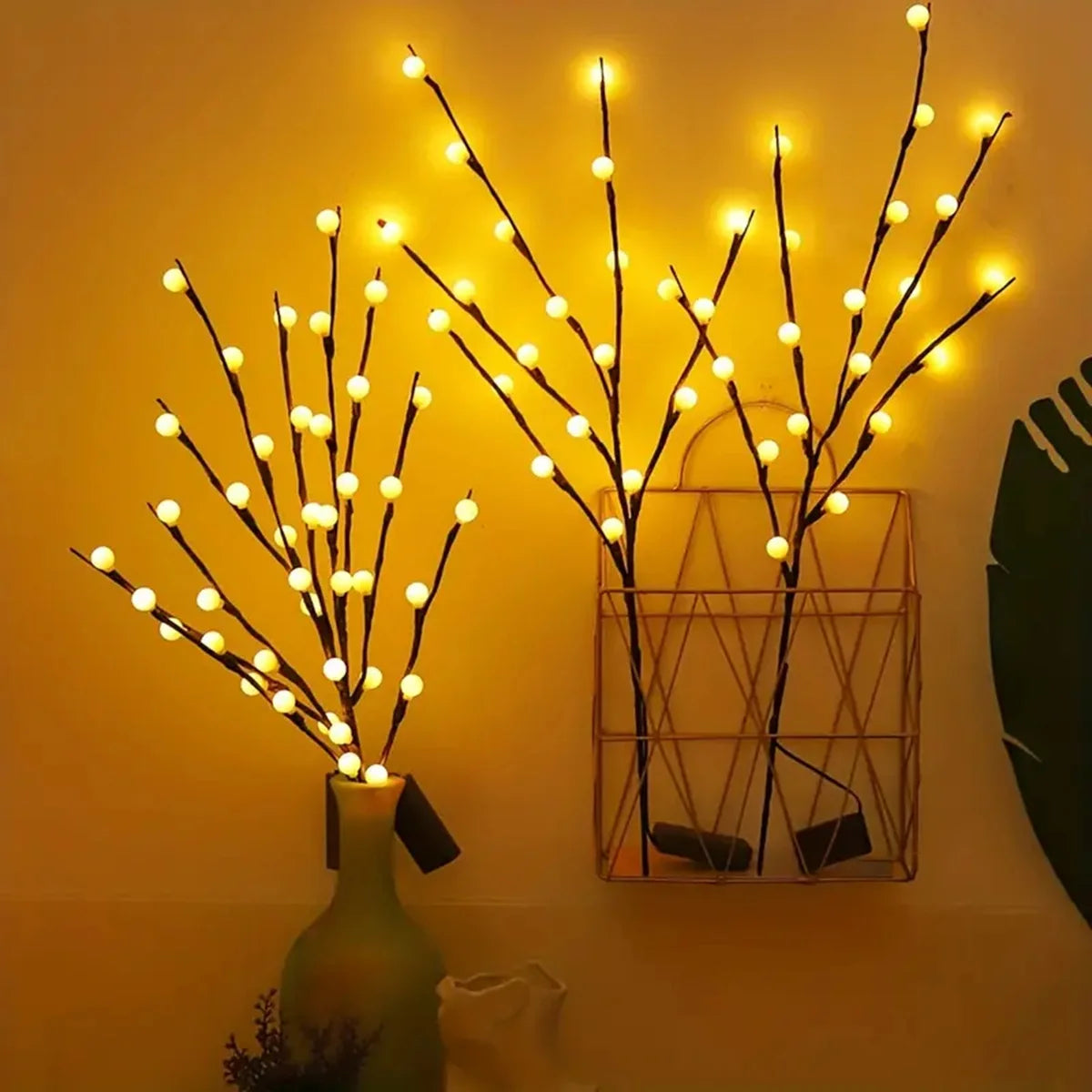 1pc White Birch Tree Branch Lights Twig Lights With Ball