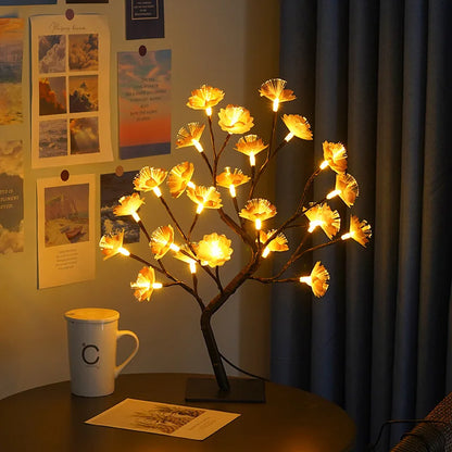 LED Tree Lamp Camellia Orchid Bonsai Bedside USB