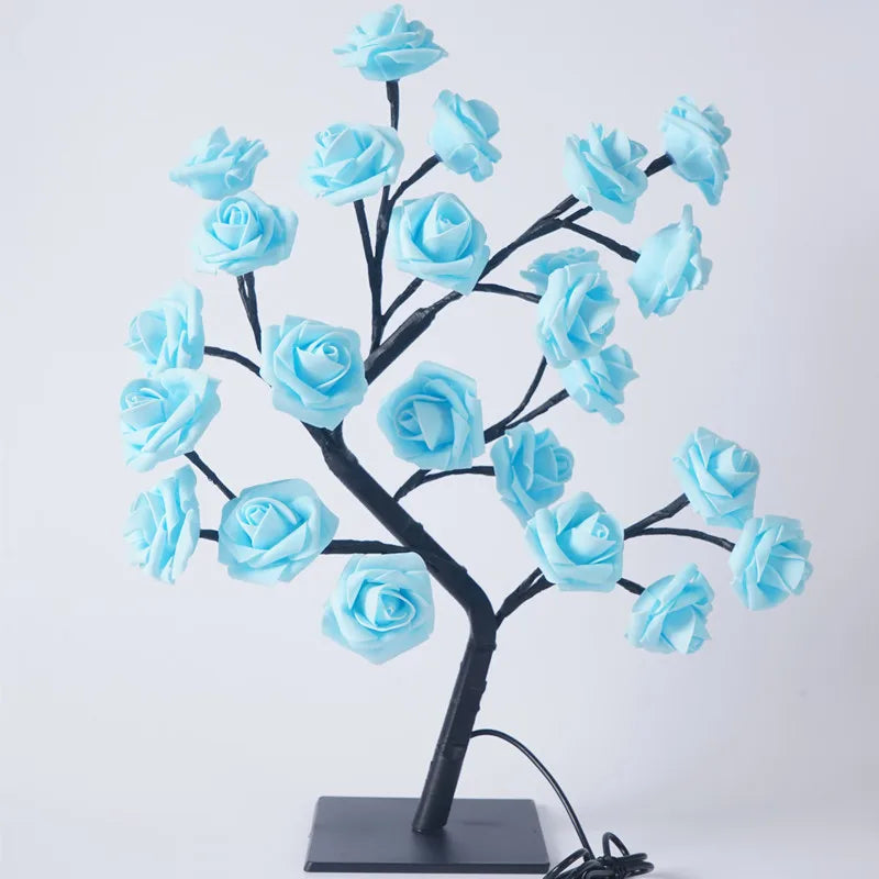 Big LED Rose Tree Lights USB Plug Table Lamp Fairy