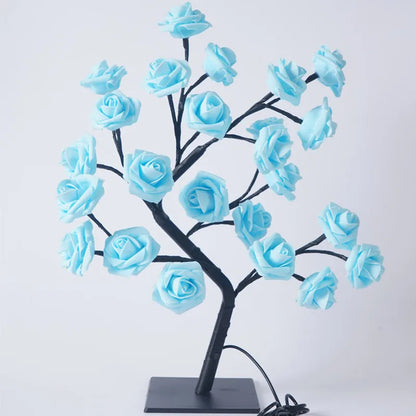 Big LED Rose Tree Lights USB Plug Table Lamp Fairy