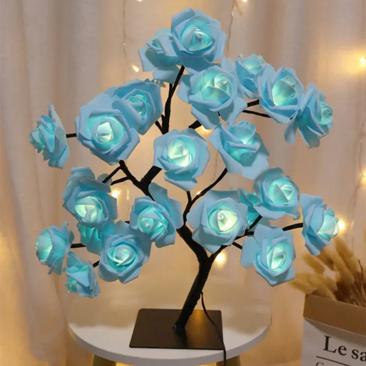 LED Table Lamp Rose Flower Tree USB Night Lights Home