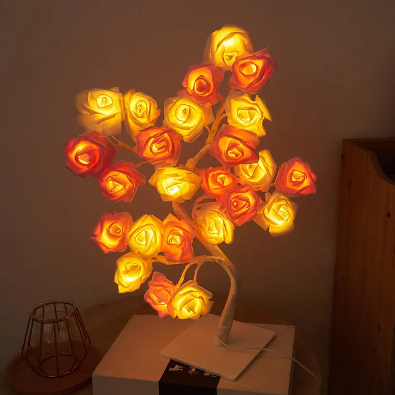 24 LED Rose Lamp, Rose Light Tree Table Top Decorations
