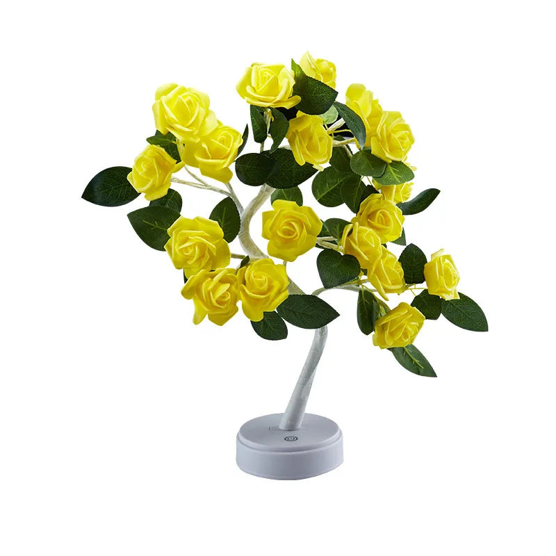 LED Rose Flower with leaf Table Lamp USB Christmas