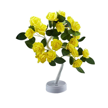 LED Rose Flower with leaf Table Lamp USB Christmas