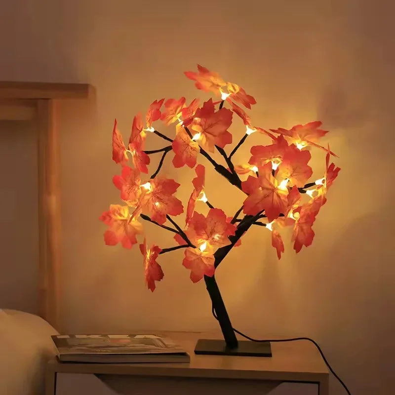 24 LED Fairy Flower Tree Table Lamps Maple Leaf Lamp